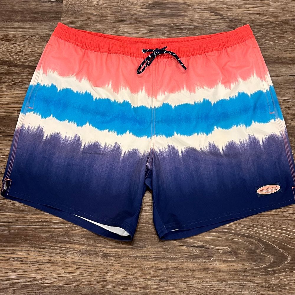 Vineyard Vines Men's Tie Dye Stripe Chappy‎ Volley Swim Shorts